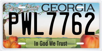 GA license plate PWL7762