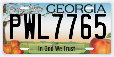 GA license plate PWL7765