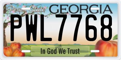 GA license plate PWL7768
