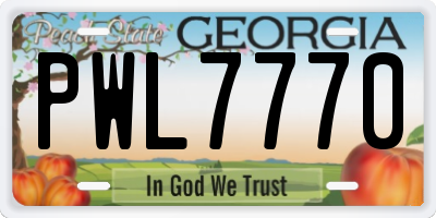 GA license plate PWL7770