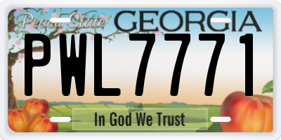 GA license plate PWL7771