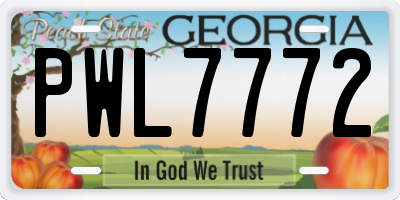 GA license plate PWL7772