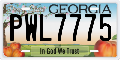 GA license plate PWL7775
