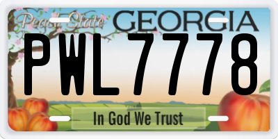 GA license plate PWL7778