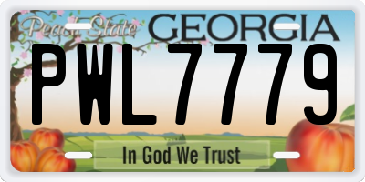 GA license plate PWL7779