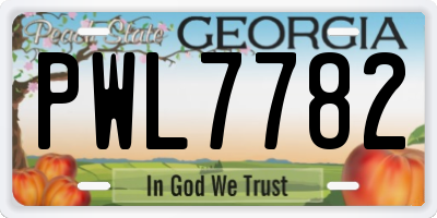 GA license plate PWL7782