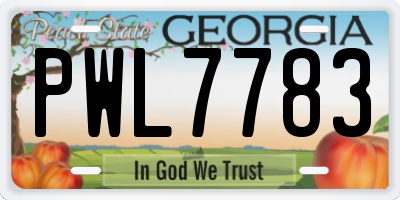 GA license plate PWL7783