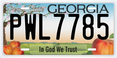 GA license plate PWL7785