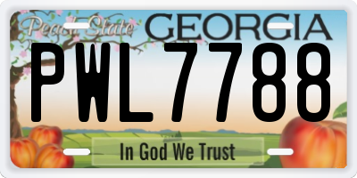 GA license plate PWL7788