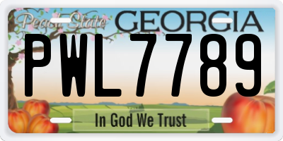 GA license plate PWL7789