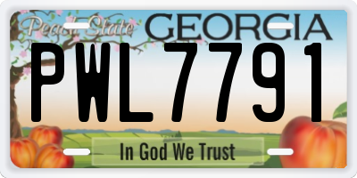 GA license plate PWL7791