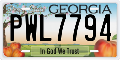GA license plate PWL7794