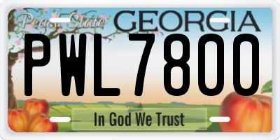 GA license plate PWL7800