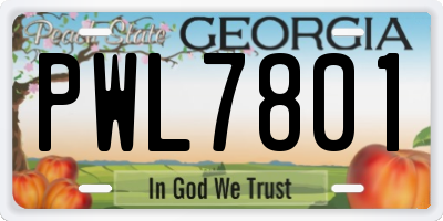 GA license plate PWL7801