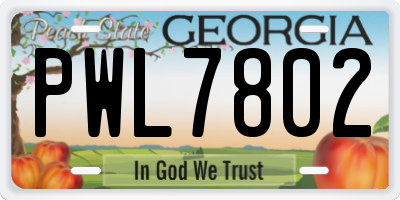GA license plate PWL7802