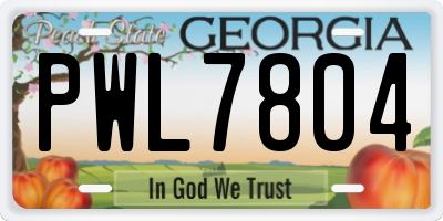 GA license plate PWL7804