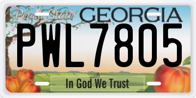GA license plate PWL7805