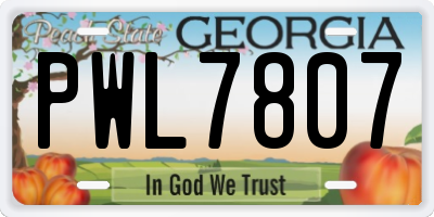 GA license plate PWL7807