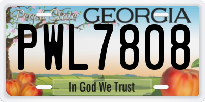GA license plate PWL7808