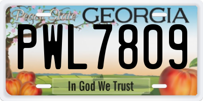 GA license plate PWL7809