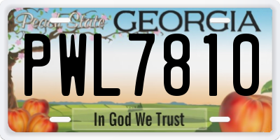 GA license plate PWL7810