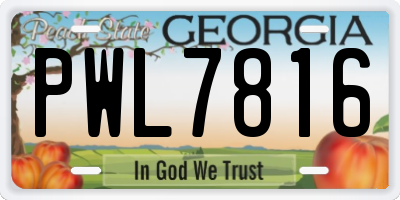 GA license plate PWL7816