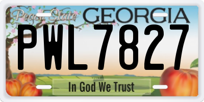 GA license plate PWL7827