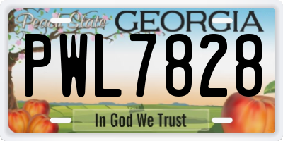 GA license plate PWL7828