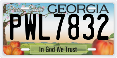 GA license plate PWL7832