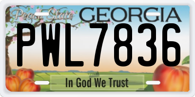 GA license plate PWL7836