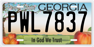 GA license plate PWL7837