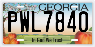 GA license plate PWL7840