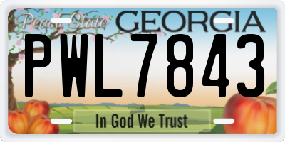 GA license plate PWL7843