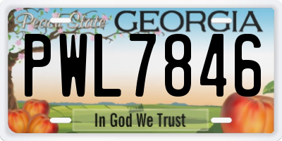 GA license plate PWL7846