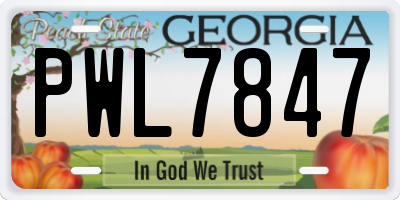 GA license plate PWL7847