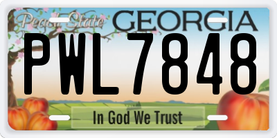 GA license plate PWL7848