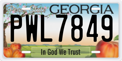 GA license plate PWL7849