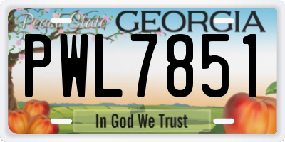 GA license plate PWL7851