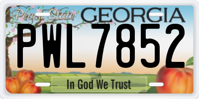 GA license plate PWL7852