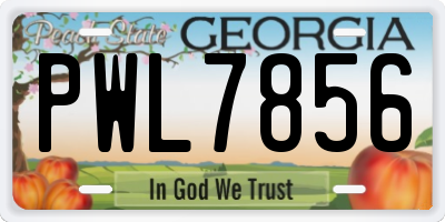 GA license plate PWL7856