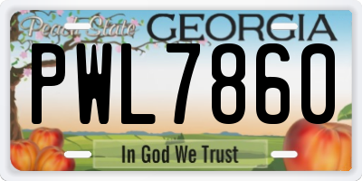 GA license plate PWL7860