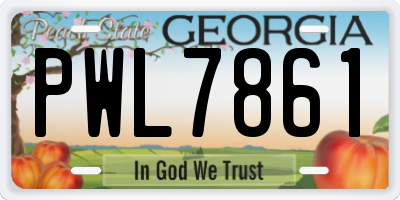 GA license plate PWL7861