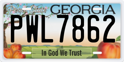 GA license plate PWL7862
