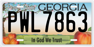 GA license plate PWL7863
