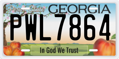GA license plate PWL7864