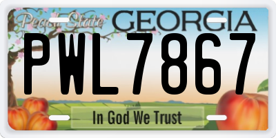 GA license plate PWL7867