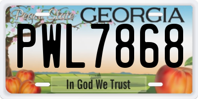 GA license plate PWL7868