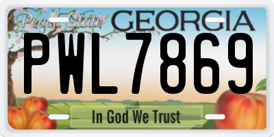 GA license plate PWL7869