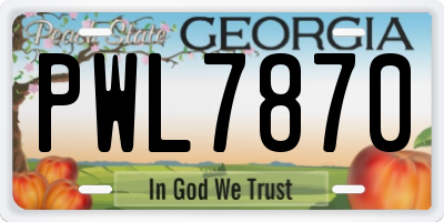 GA license plate PWL7870