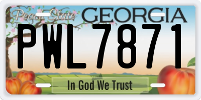 GA license plate PWL7871